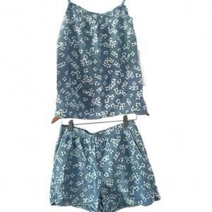 Land’s end 2 piece set floral 100% Cotton Sz S lounge wear